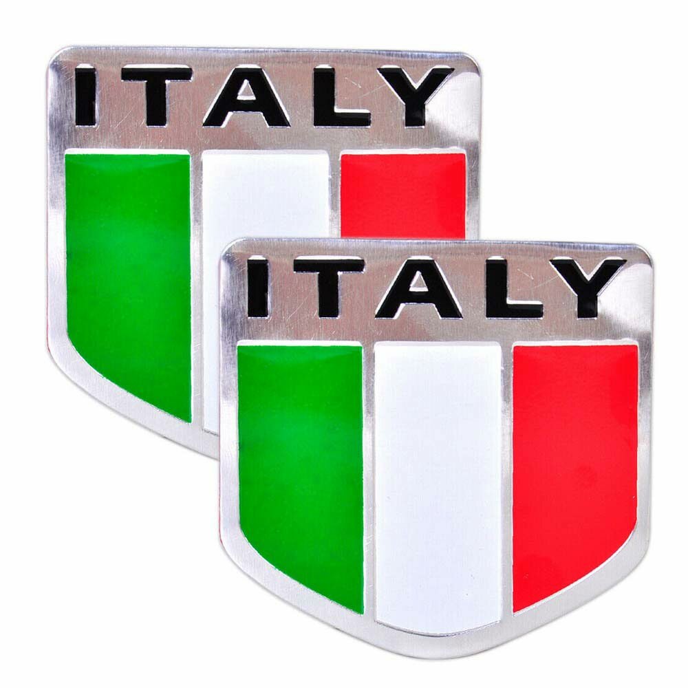 2x Aluminum 3D Metal ITALY Italian Flag Car Sticker Emblem Badge Decal Accessory