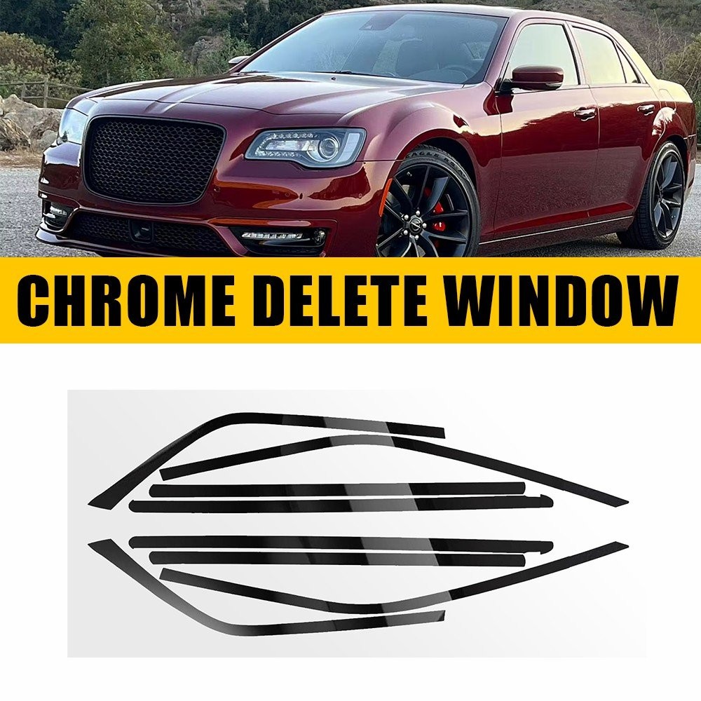 Chrome Delete Blackout Overlay For 2011-23 Chrysler 300 Window Trim Left&Right V