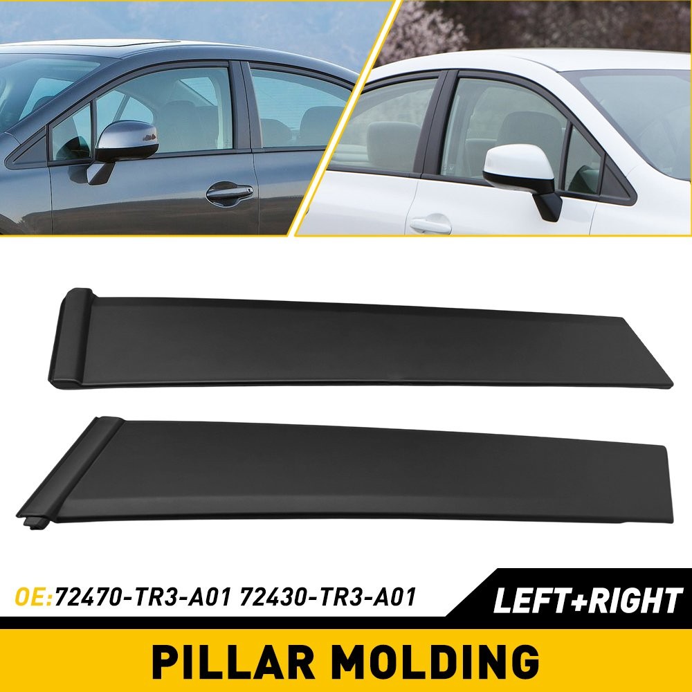 Front Driver Passenger Side Door Pillar Trim For 2012-2015 Honda 4Dr Civic Black