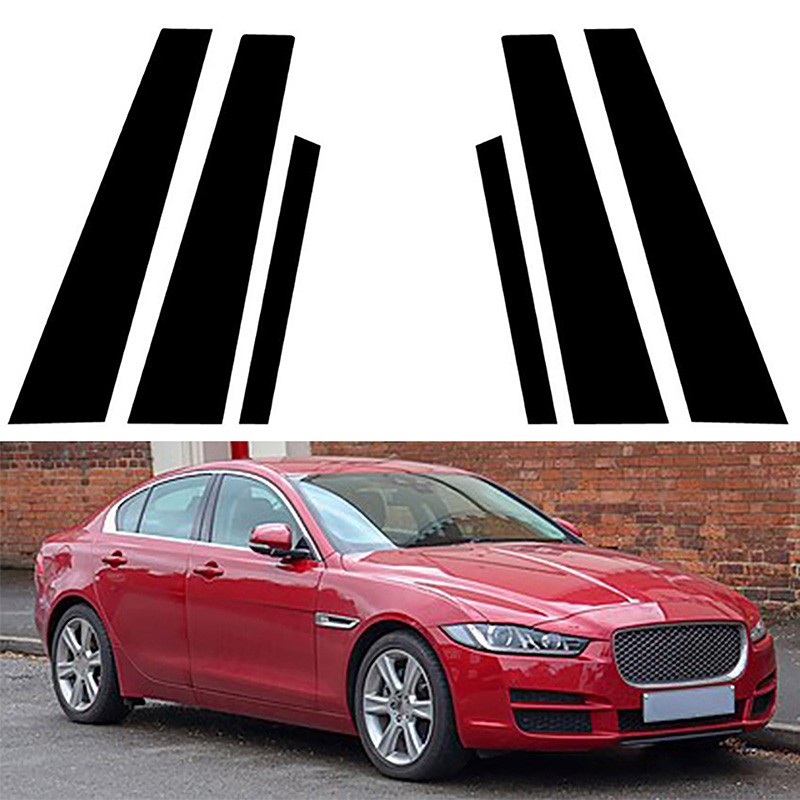 6pcs Glossy Black Polycarbonate Window Pillar Posts For Jaguar XE X760 2016-2023