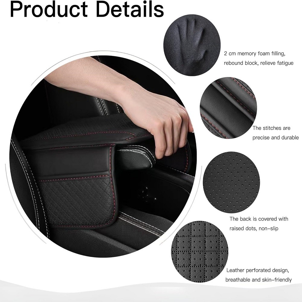 Car Memory Foam Leather Armrest Cushion Cover Center Console Box Pad Fit Honda