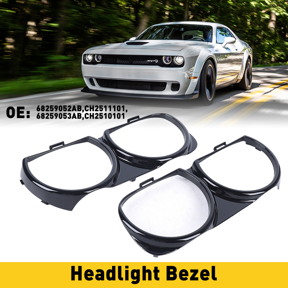 FOR DODGE CHALLENGER 15-20 HALOGEN HEADLIGHTS HEAD LAMPS LIGHTS TRIM BEZELS PAIR