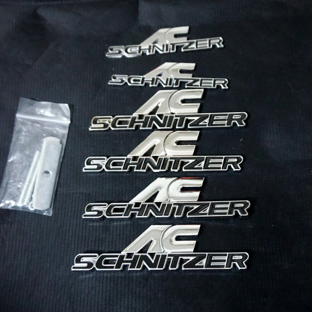 Black Silver Chrome AC SCHNITZER Metal Grille Emblem + Decal Sticker Badge Motor