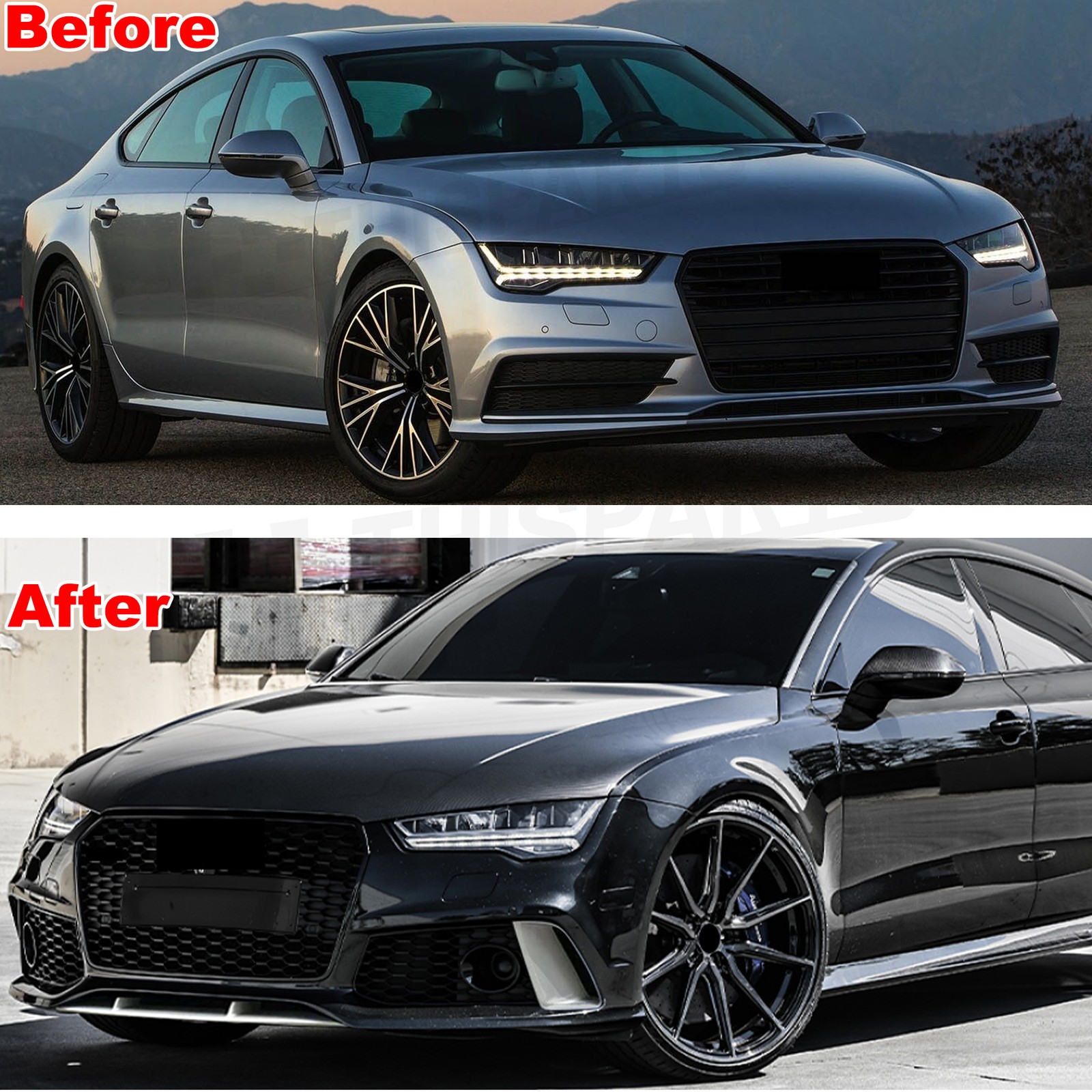 Bumper Body Kit For 2016-2018 Audi A7 S7 Upgrade To RS7 Renn Racing Sport Style