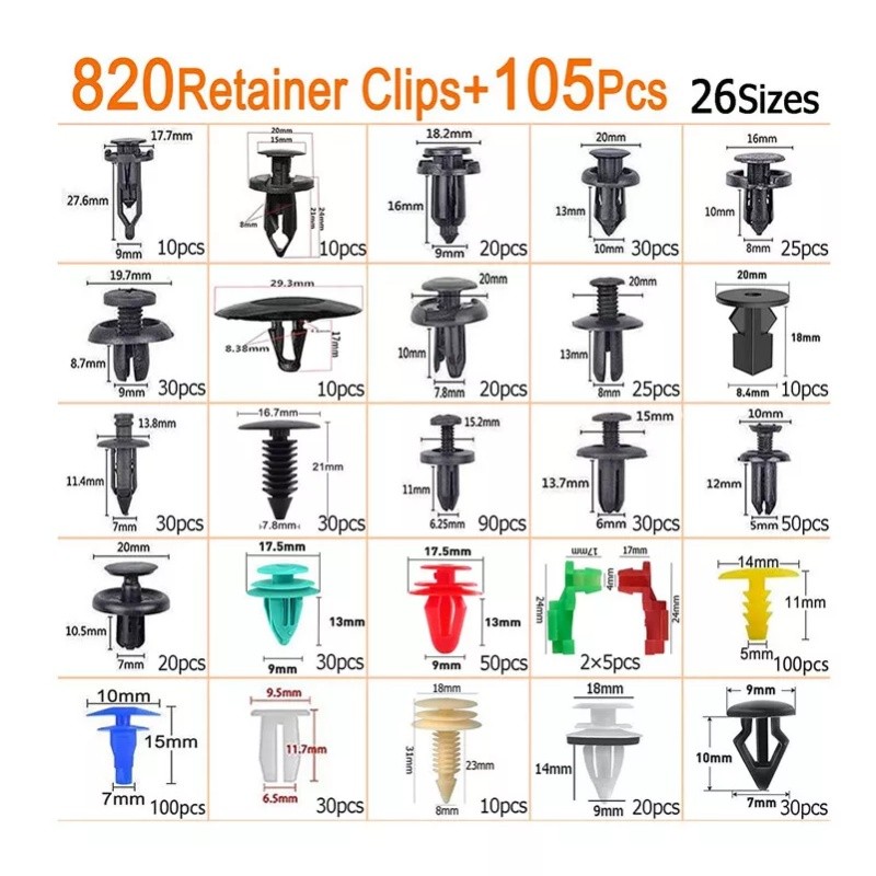 US 925PCS Car Body Push Pin Rivet Trim Panel Fastener Clips Assortment Box Set