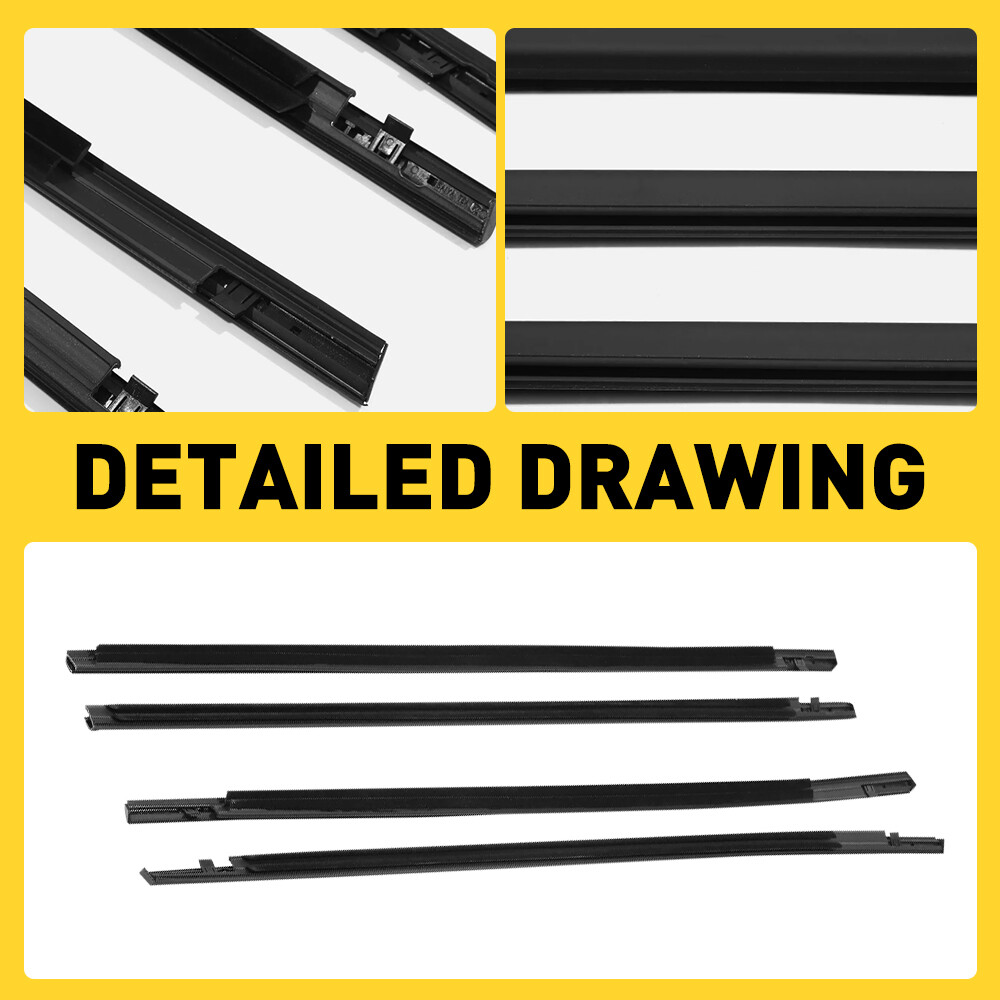 4PCS Weatherstrip Window Moulding Trim Seal Belt For Honda Civic Sedan 2016-2021