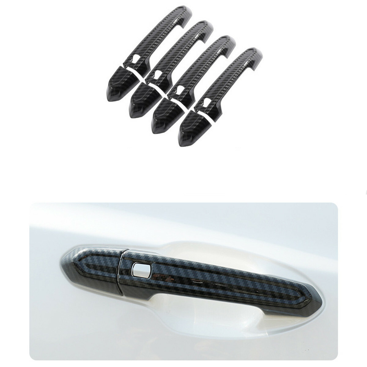 For Cadillac ATS XTS CT6 XT4 XT5 XT6 Black Carbon Fiber Door Handle Cover Trim