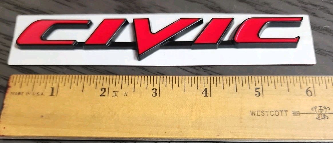 Honda CIVIC Rear Trunk Car 3D RED Letter Emblem Badge any year NEW w Ind. Tape