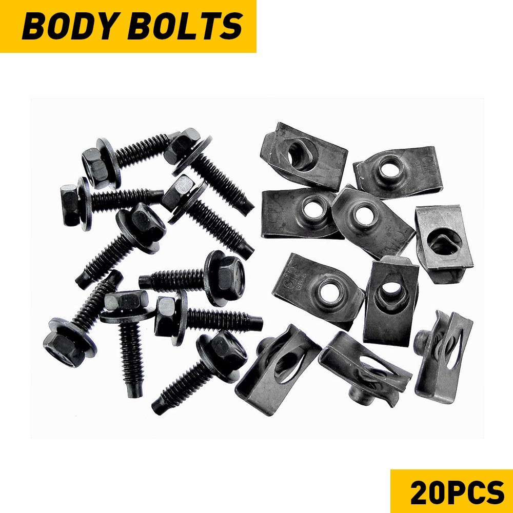 5/16-18 x 1-3/16″ Long- 20pcs (10ea)-374F FIT Ford Truck Body Bolts & U-nut Clip