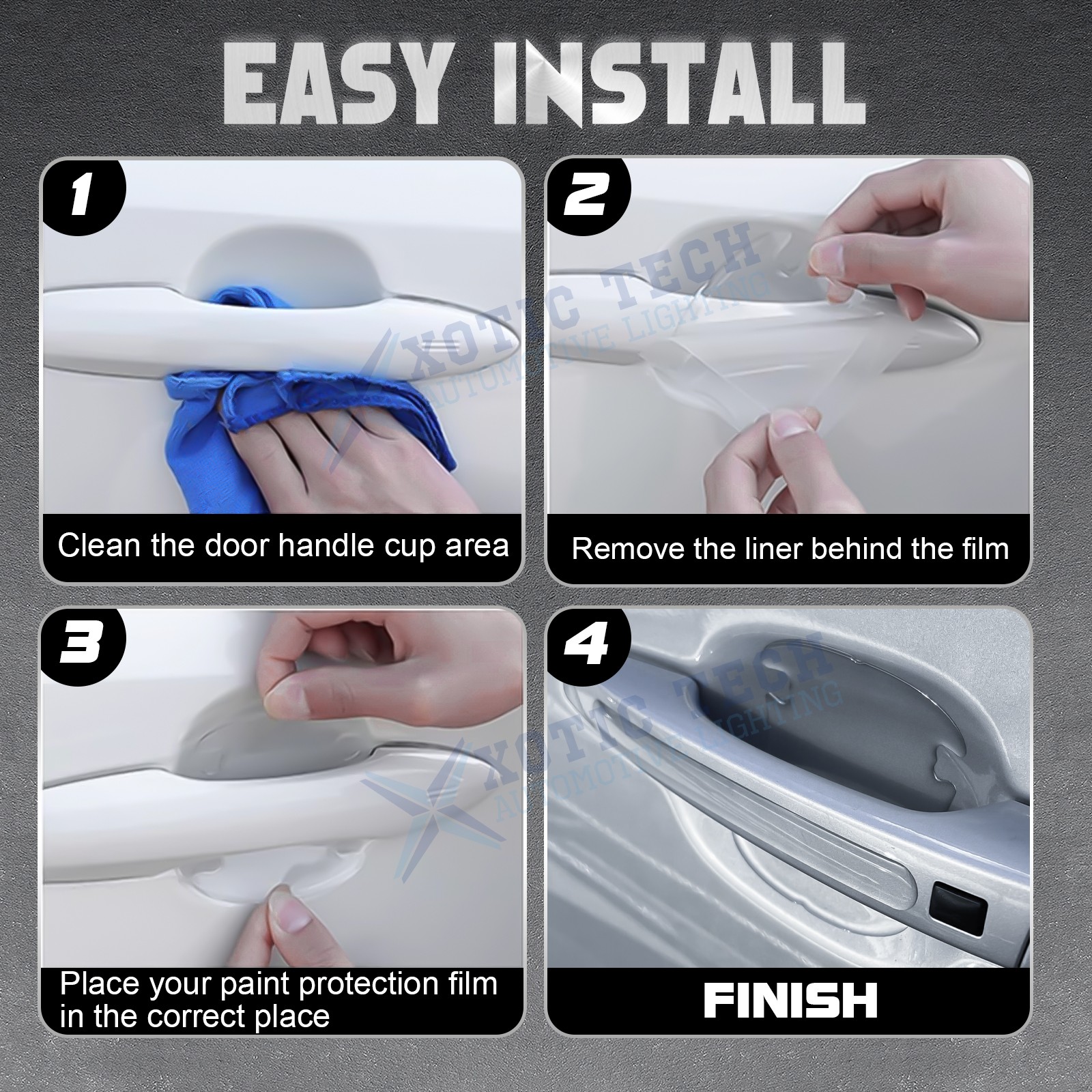 8PCS Epoxy Resin Transparent 3D Car Door Handle Bowl Protect Decal Universal Fit
