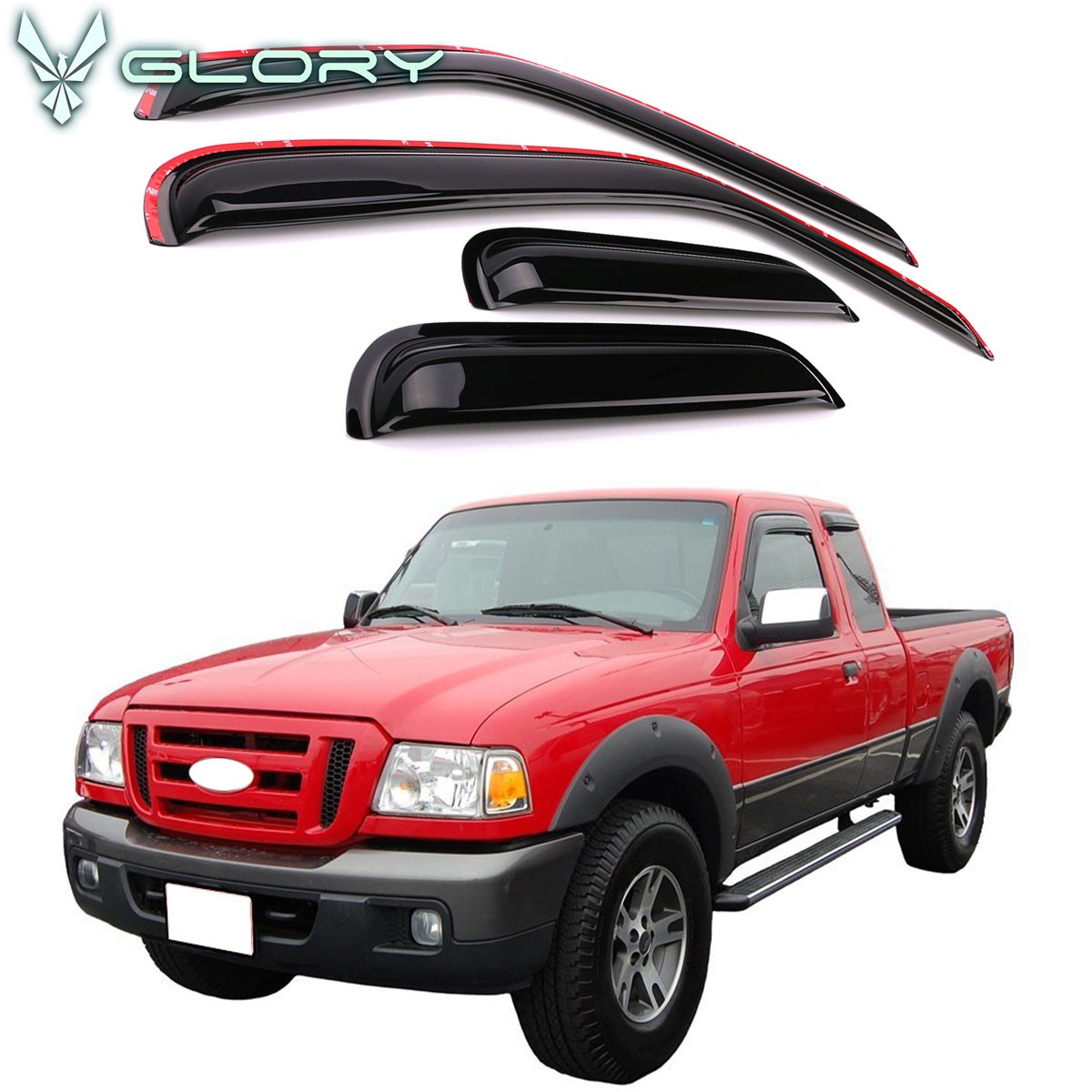 Fits 99-11 Ford Ranger 99-00 Mazda B2500 In Channel Window Visors Rain Guards