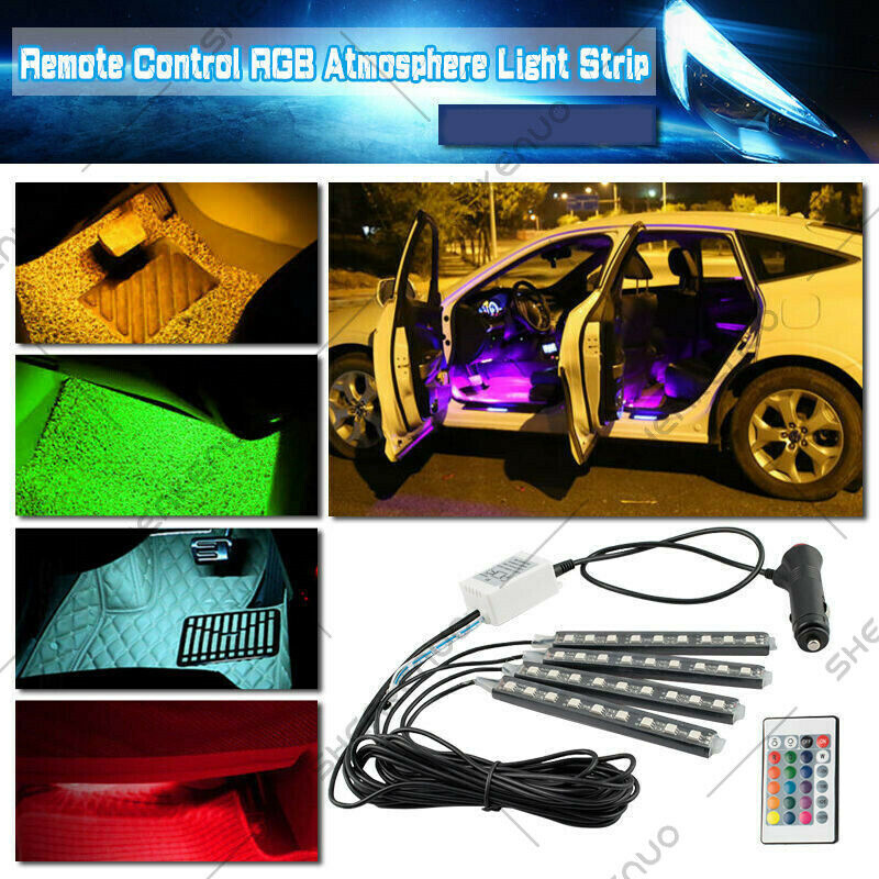 12V RGB LED Glow Interior Car Kit Under Dash Foot Floor Seats Accent Lighting