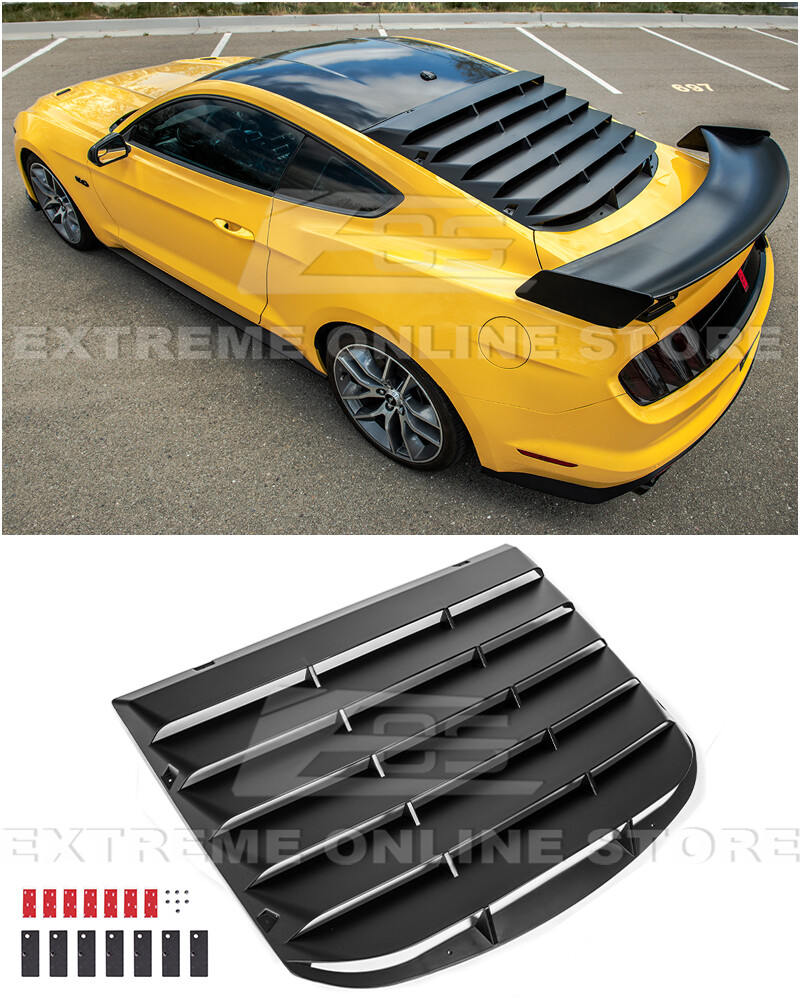 For 15-Up Ford Mustang Coupe | Primer Black Rear Window Louver Cover Sun Shade