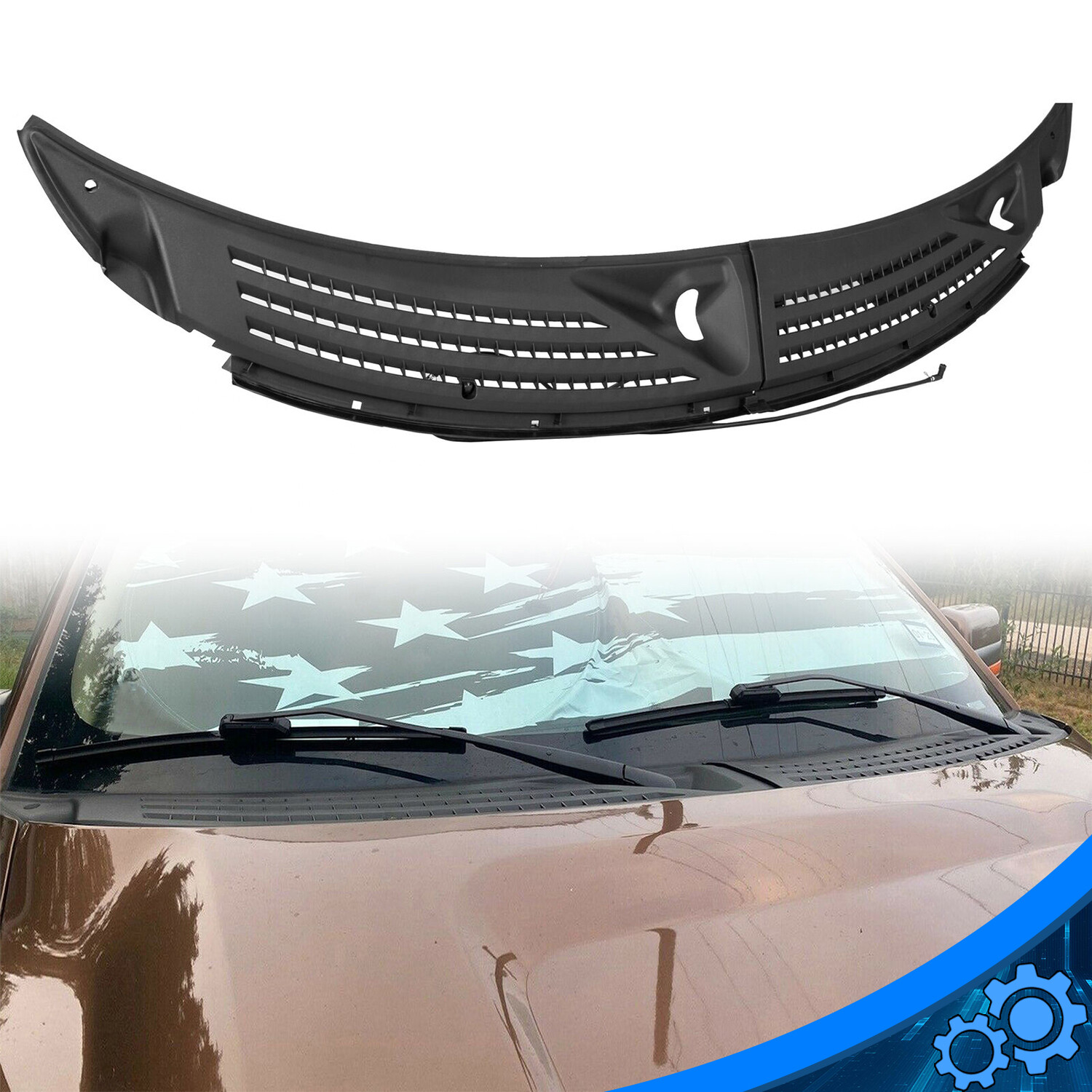 Front Cowl Panel Grille Vents Windshield Wiper Set w/Seals for 09-14 Ford F150