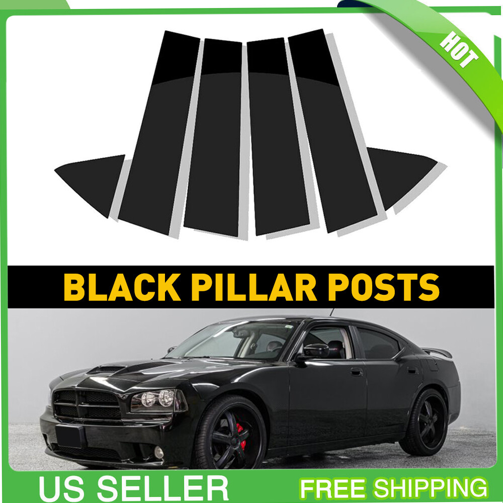 6X For 2006-2010 Dodge Charger Door Pillar Post Trim Gloss Black Car Accessories