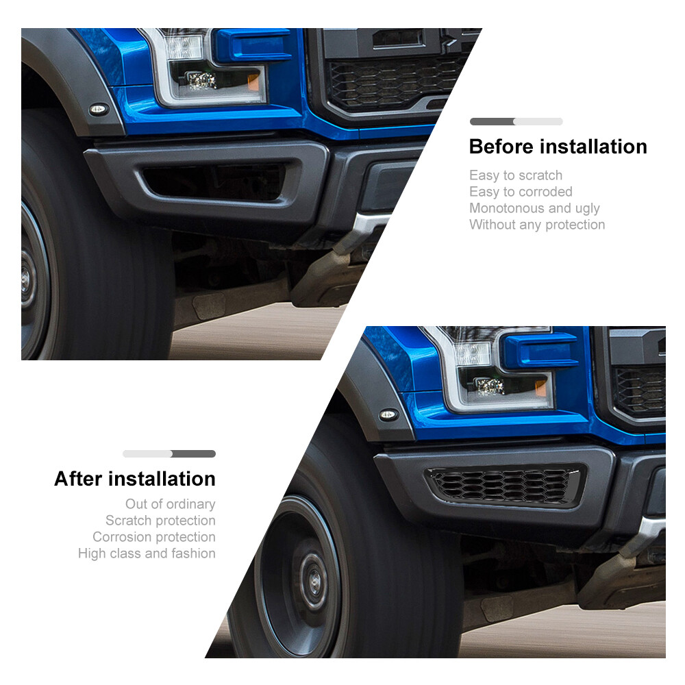 Front Bumper Fog Light Honeycomb Bezel Trim For Ford F150 Raptor 2017-2020 Black