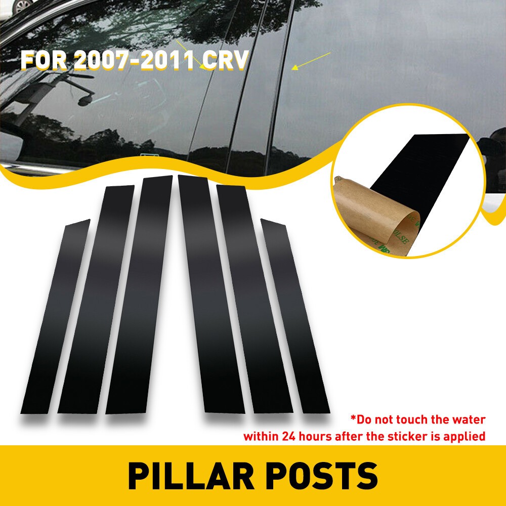 For 2007 2008 2009 2010 2011 HONDA CRV CR-V Pillar Post 6pc Window Door Trim