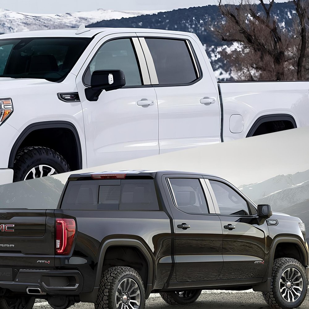 Fit 2019-2024 Chevy Silverado GMC Sierra Stainless Steel Chrome Pillar Post Trim
