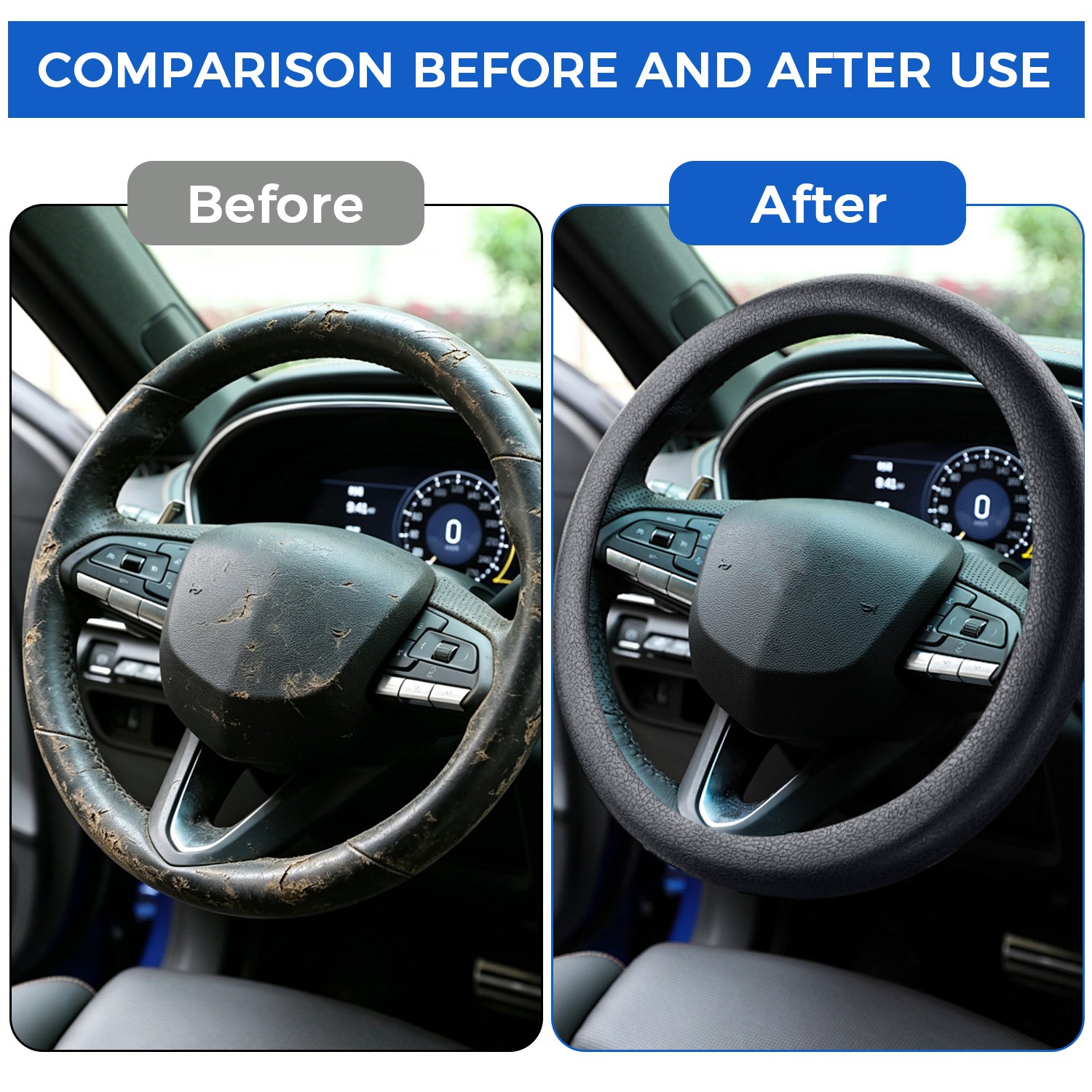 Non-Slip Silicone Steering Wheel Cover – 12.6-15 Inch Car Interior Accessory USA