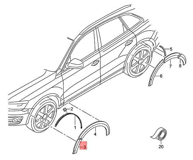 Genuine AUDI Q5 83B 8RB Wheel-Arch Widening Stone Grey 8R0853728B1QP