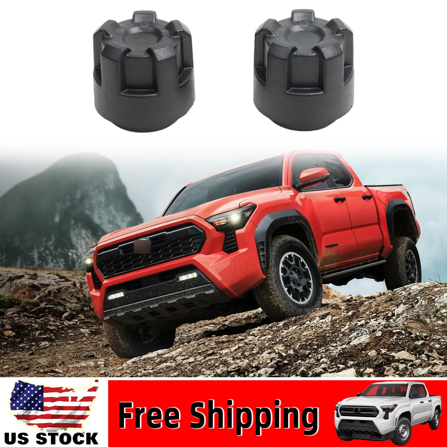 2 Pieces Set Black ABS Audio Stereo Control Knob Switch For Toyota Tacoma 16-23