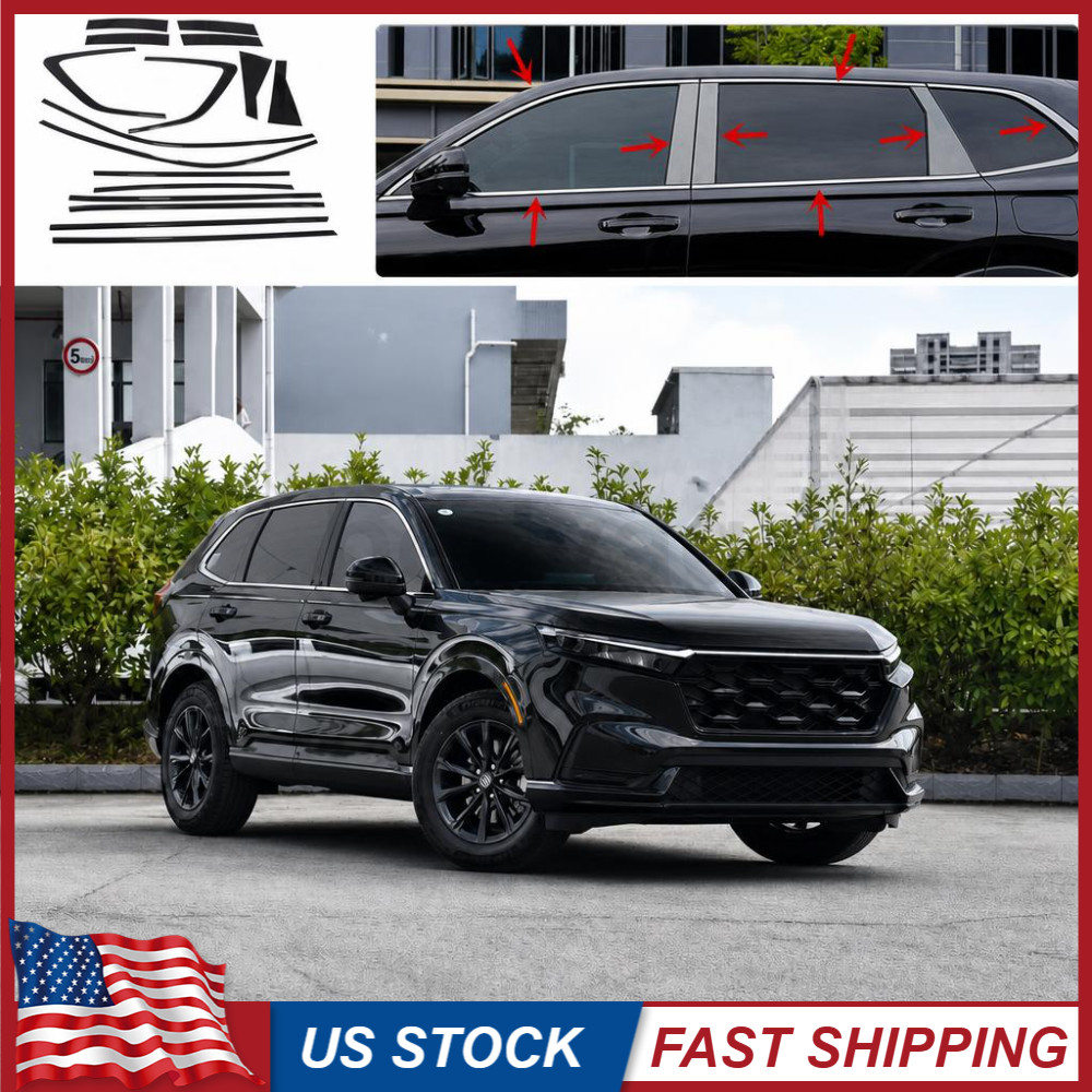 Car Window Strip Cover Trim Kit Gloss Black For Honda CRV CR-V 2023-2025