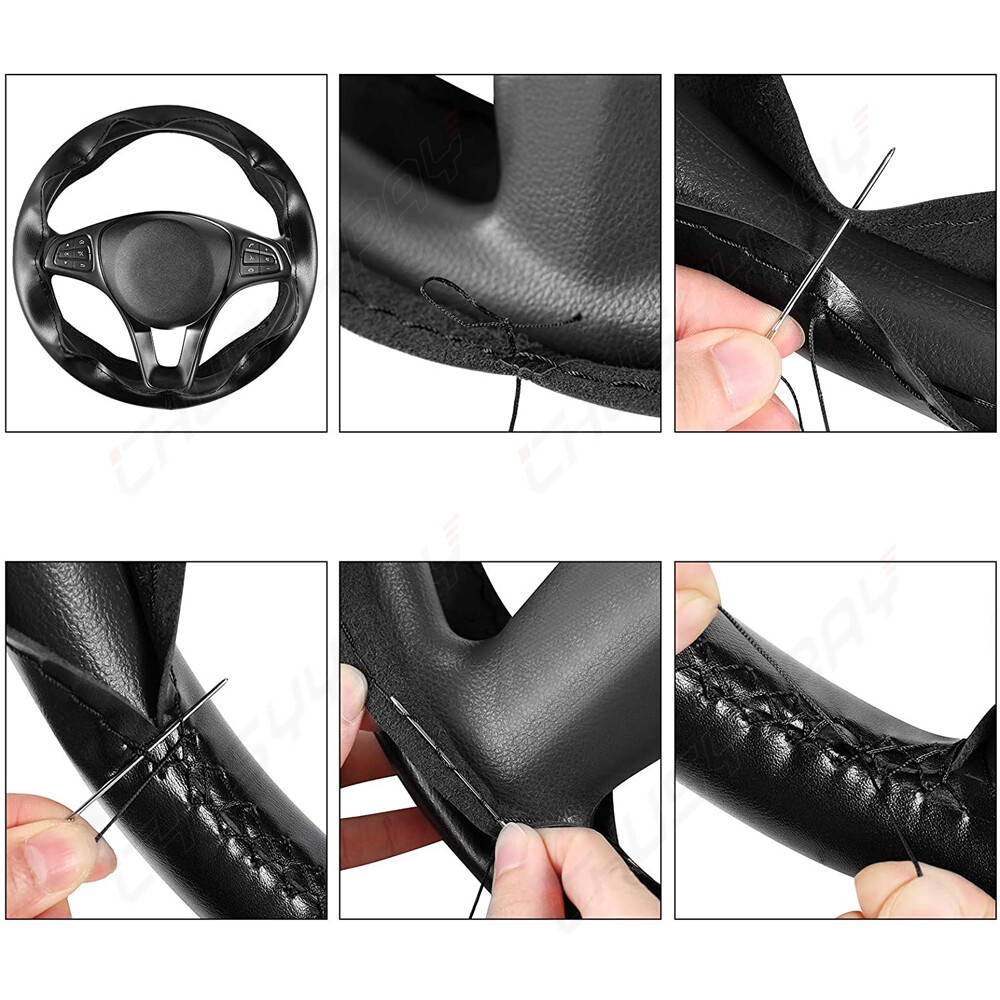 15″ Steering Wheel Cover Genuine Leather for Ford F150 F250 F350 Super Duty