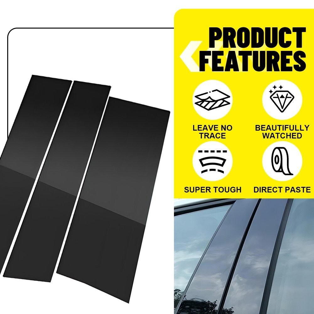 6PCS Glossy Black Window Pillar Posts Cover Trim For 2011-2017 Honda Odyssey