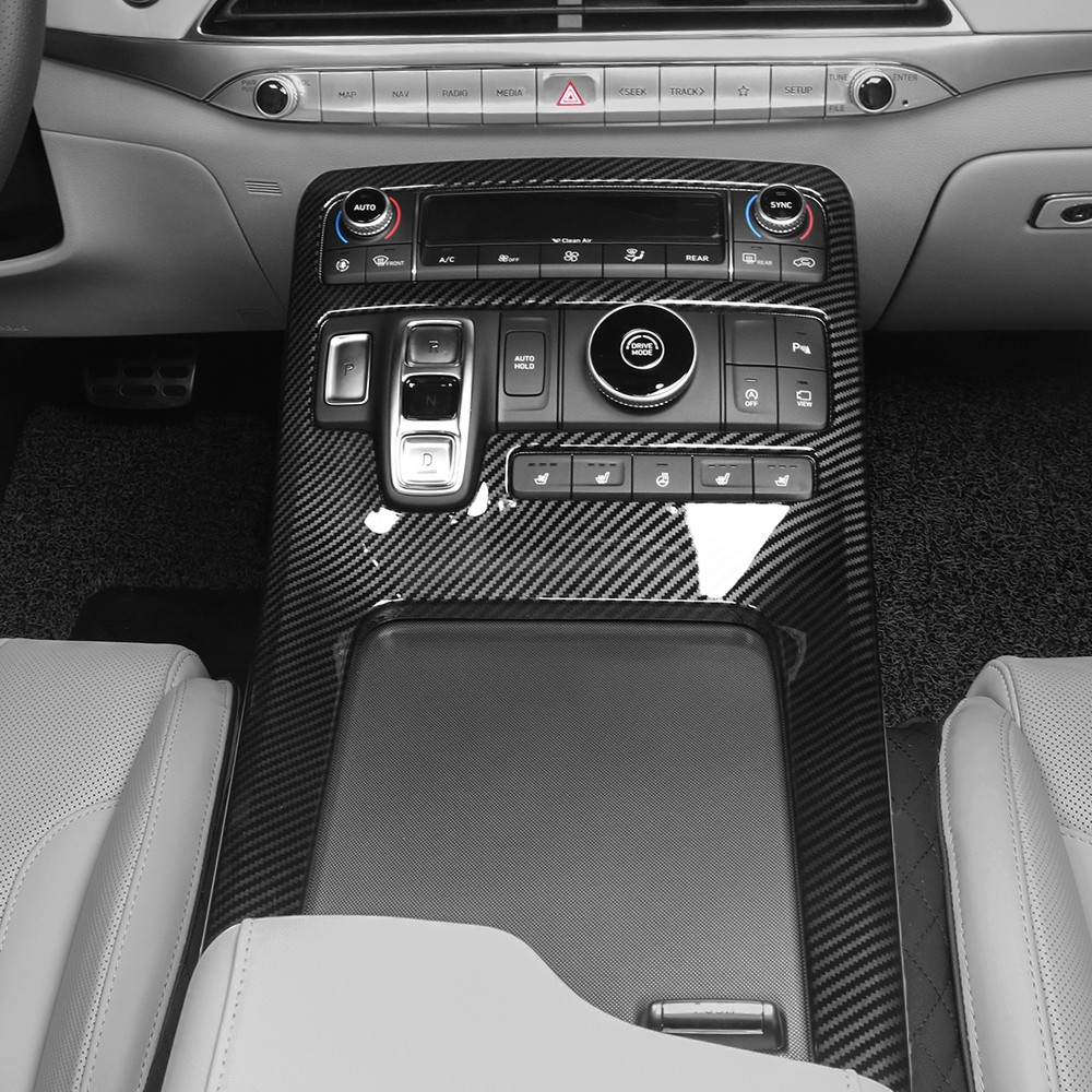 Carbon Center Console Gear Shift Panel Cover Trim For Hyundai Palisade 2020-2022