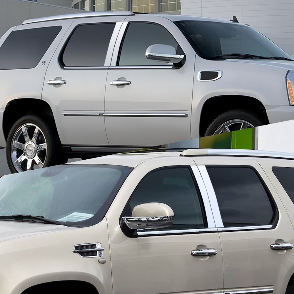 Chrome Pillar Posts For 2007-2014 Cadillac Escalade 4pcs Door Trim Molding Cover