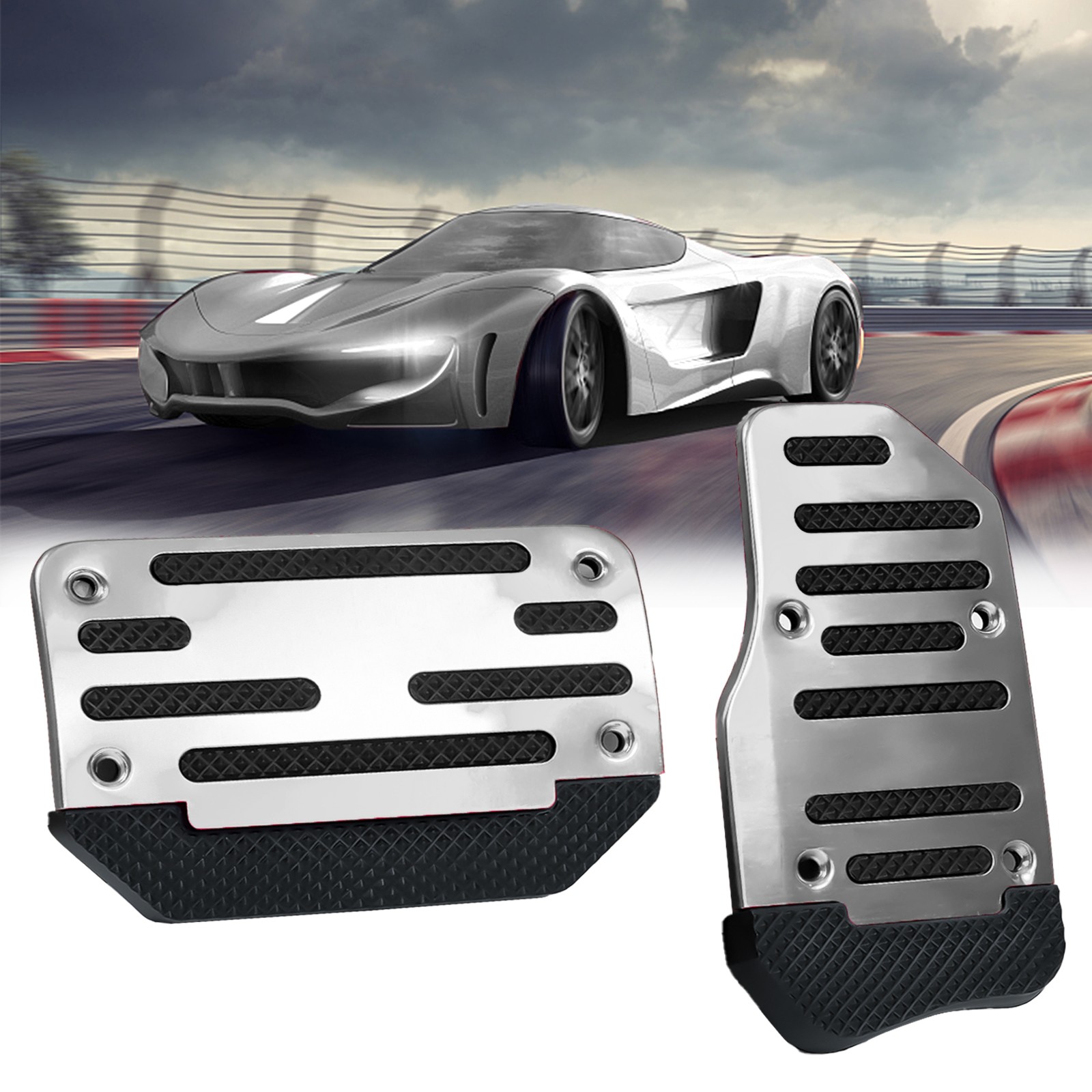 2Pcs Universal Non-Slip Automatic Gas Brake Foot Pedal Pad Cover Kit Accessories