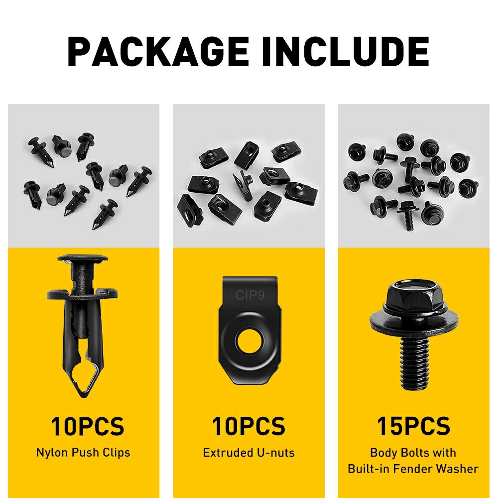 Engine Splash Shield Guard Bumper Hardware Kit Body Bolt Screw U-nut Clip Rivet