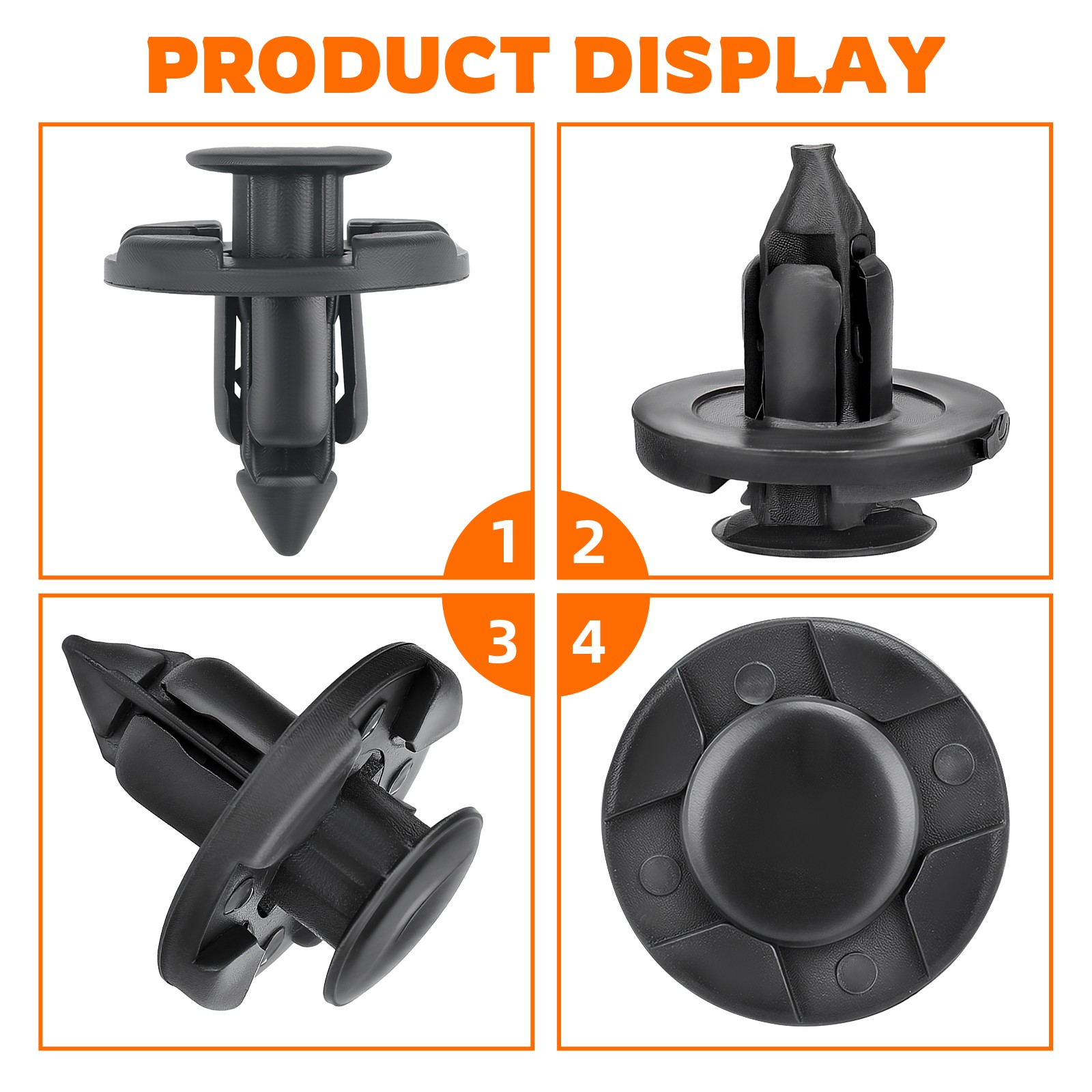 100pc 8mm Hole Dia Plastic Rivet Fastener Push Clip Black for Tesla Toyota Volvo
