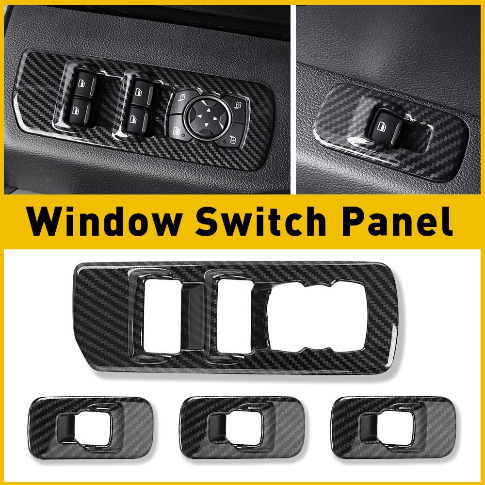 Carbon Fiber Grain Window Lift Adjust Panel Trims Switch For 2015-2019 Ford F150
