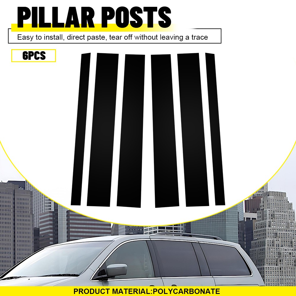 6Pcs Auto Door Trim Pillar Posts Gloss Black Cover For 2005-2010 Honda Odyssey