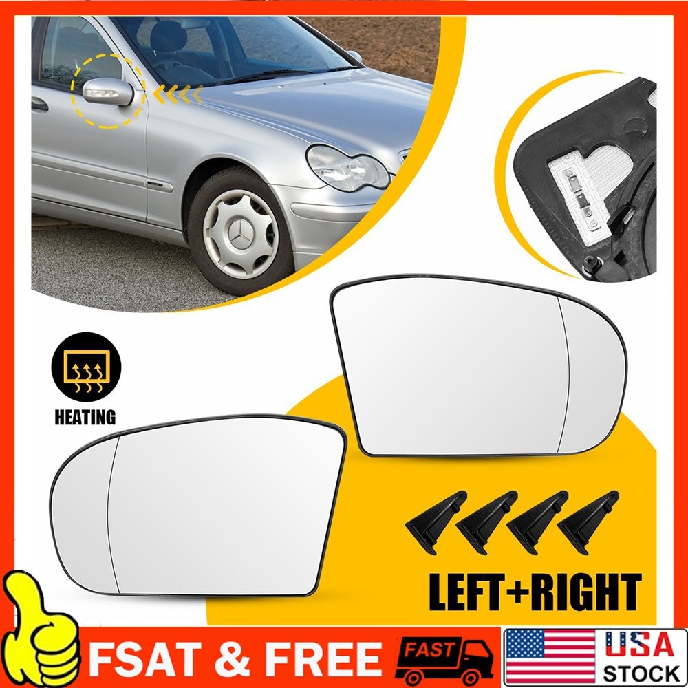 For Mercedes E C Class W211 W203 01-07 Left Right Side Mirror Heated Glass 1~10X