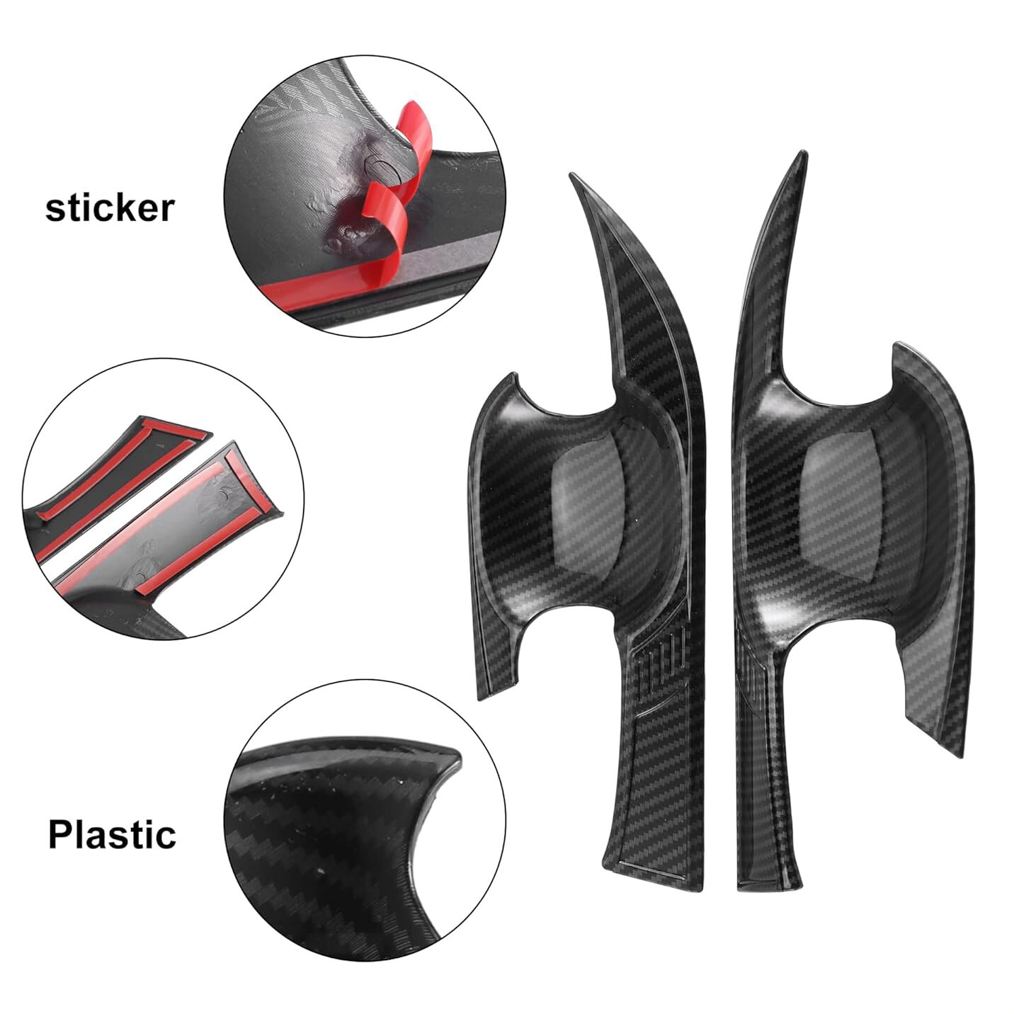 Carbon Fiber Exterior Door Handle Bowl Cover Trim 4Pcs For Toyota Camry 2018-24
