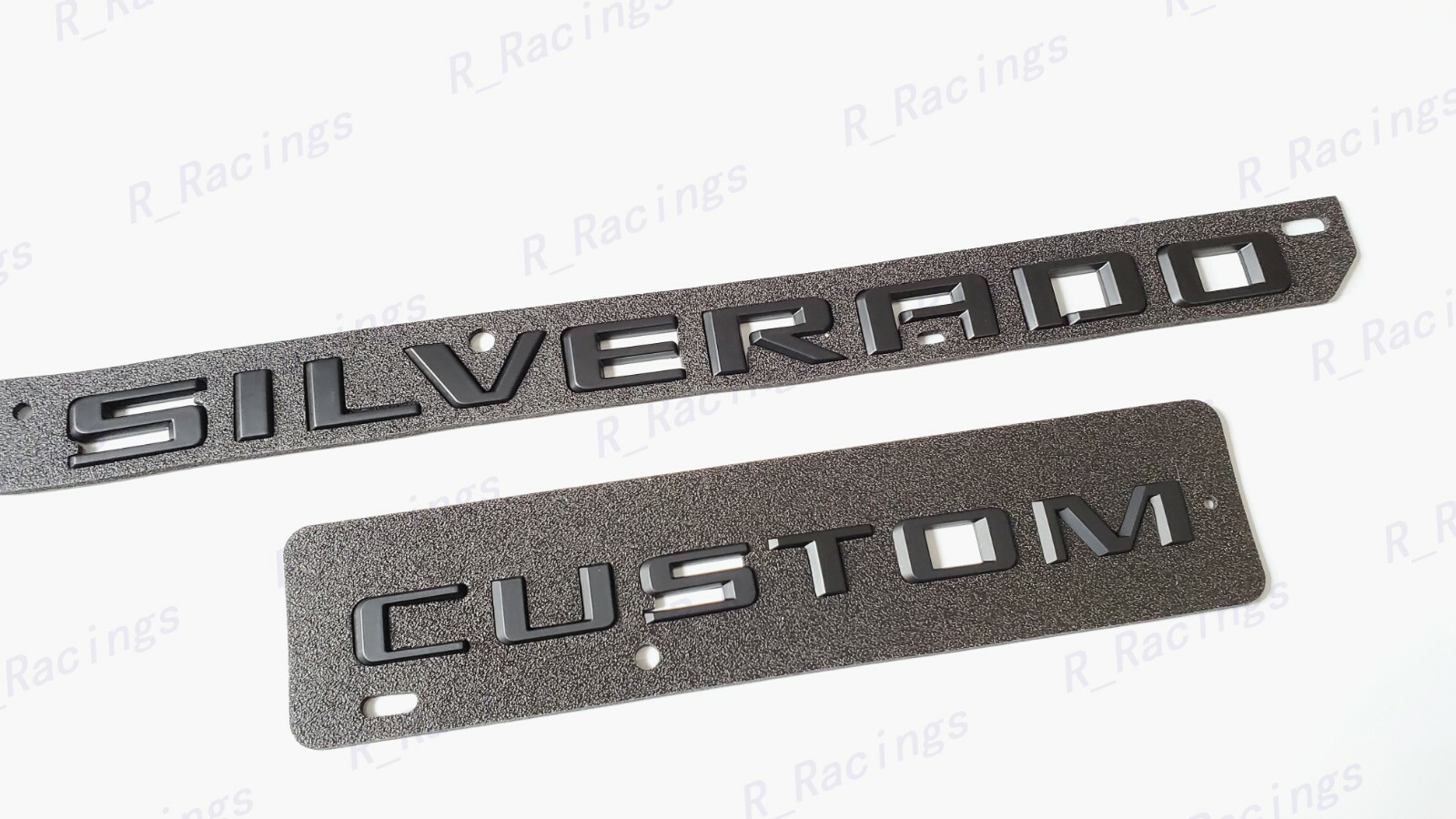 2PC Tailgate Matte Black Silverado Custom Emblem Letters Fit 2019-2022 Silverado