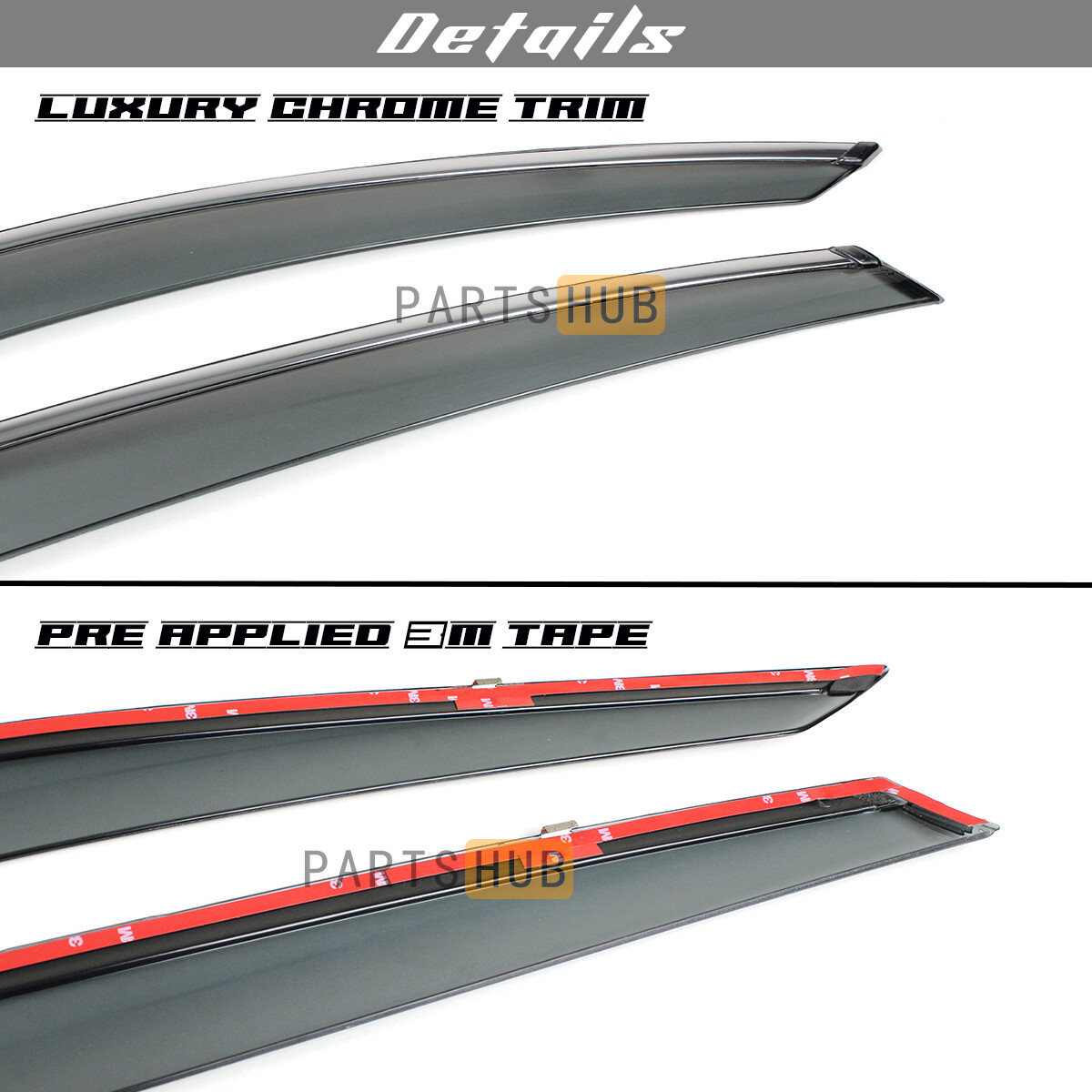 For 18-22 10th Honda Accord JDM Chrome Trim Smoke Tinted Window Visor Rain Guard