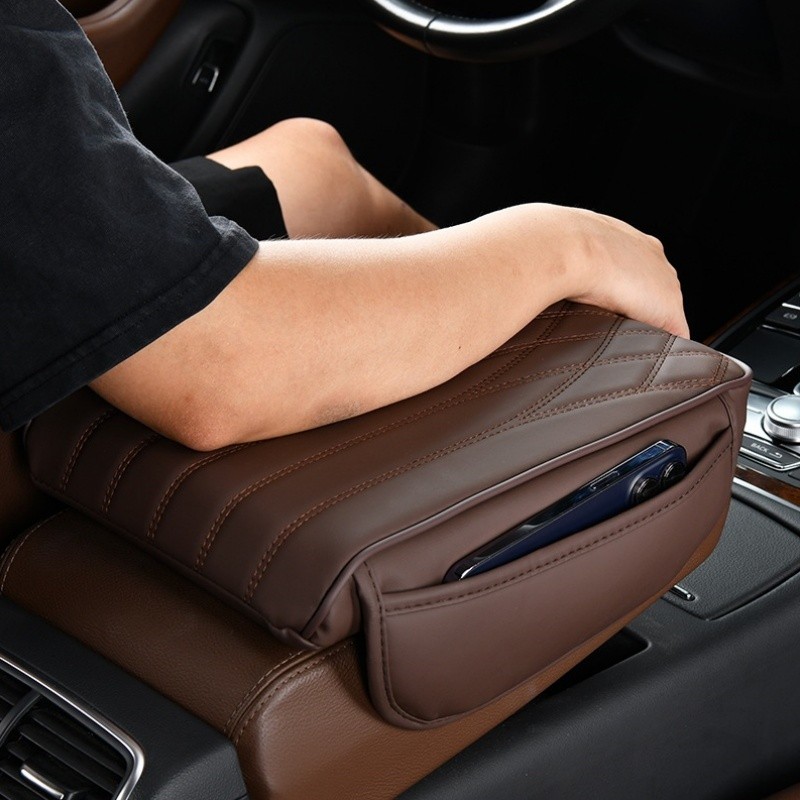 Car Armrest Cover Cushion with 2 Storage Bags Auto Center Console Armrest Pillow