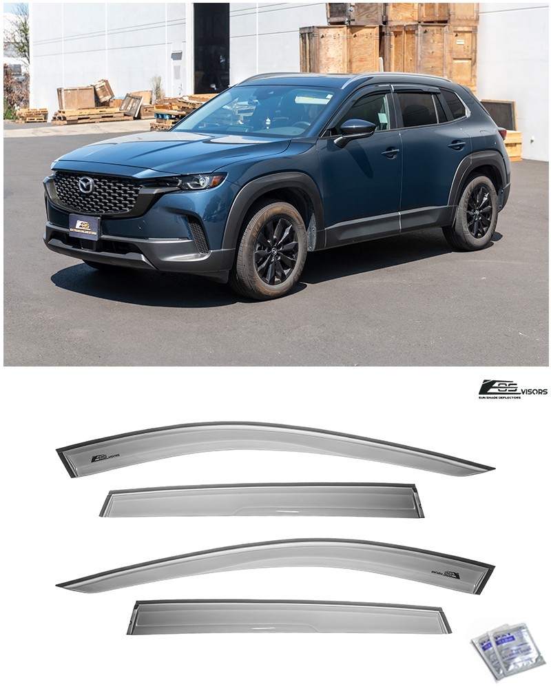 EOS Visors For 22-Up Mazda CX-50 Mugen Style Side Vents Window Rain Guards Visor