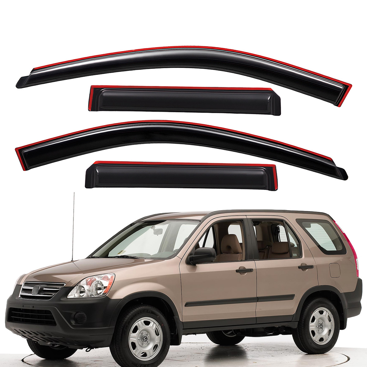 In-Channel Smoke Acrylic Rain Guard Window Visor for 2002-2006 Honda CR-V