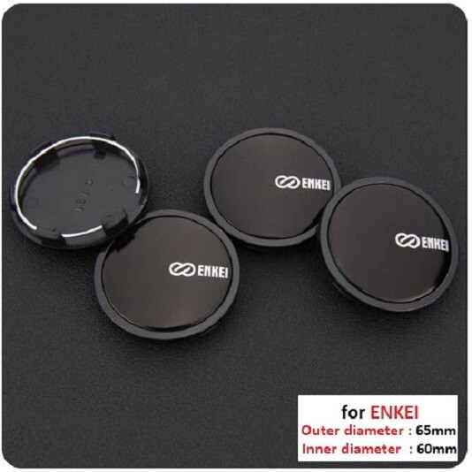 4 pcs 65 mm Black Silver Emblem Alloy Wheel Center Caps Rim Hub Caps for Enkei