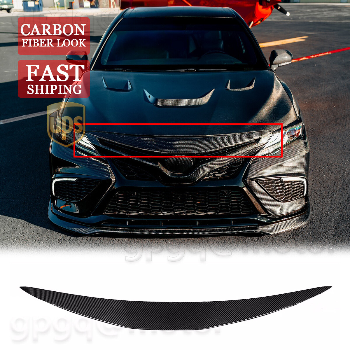 For Toyota Camry SE XSE TRD 18-2024 Carbon Fiber Front Bumper Trim Cover Garnish