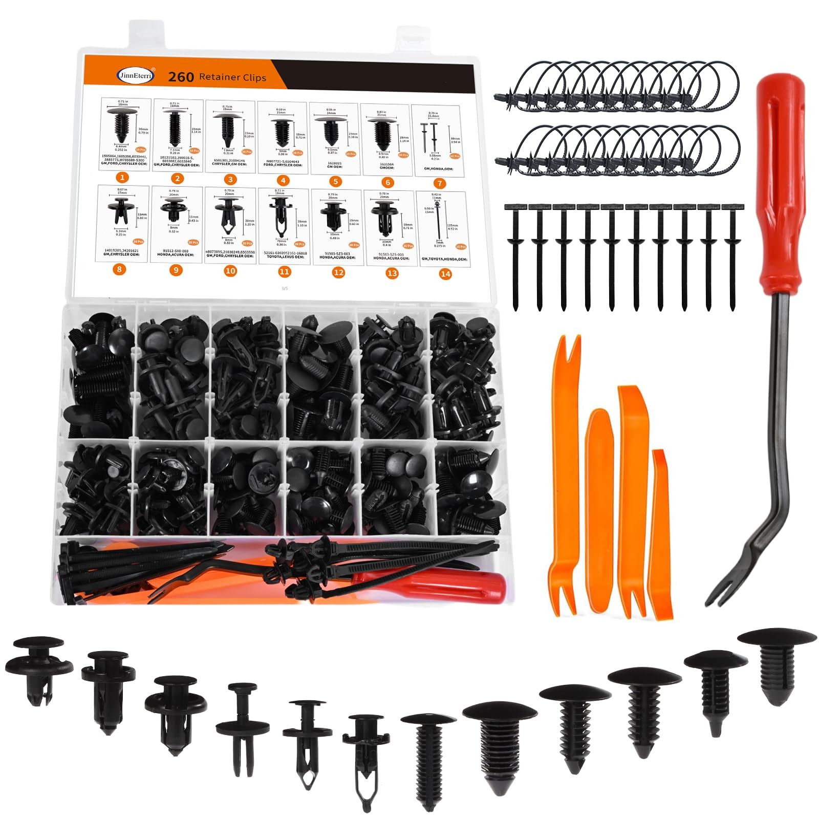 Car Bumper Retainer Clips 260PCS Auto Plastic Rivets Push Fasteners Set Popular