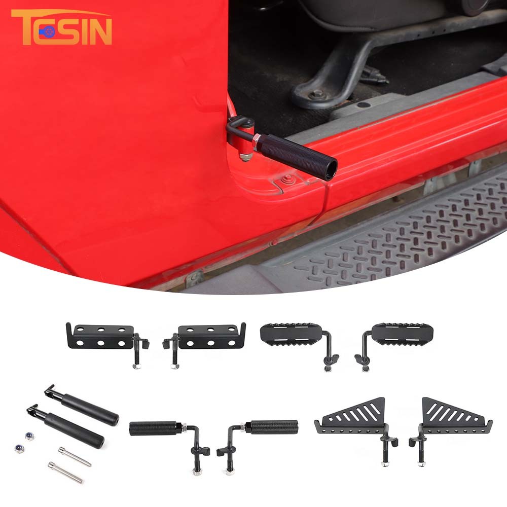 2X Side Door Hinge Mount Foot Peg Foot Rest Pedal For Jeep Wrangler JK JT JL TJ
