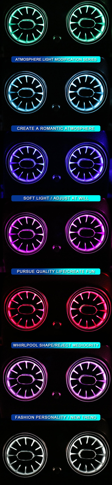 For Mercedes Benz E Class W213 64 Colors Front Rear Air Vent LED Ambient Light