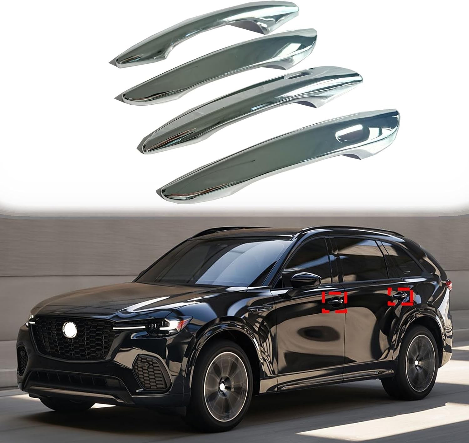 Chrome Cars Decoration 2 Smart Door Handle Cover For Mazda CX70 CX-70 2024-2026