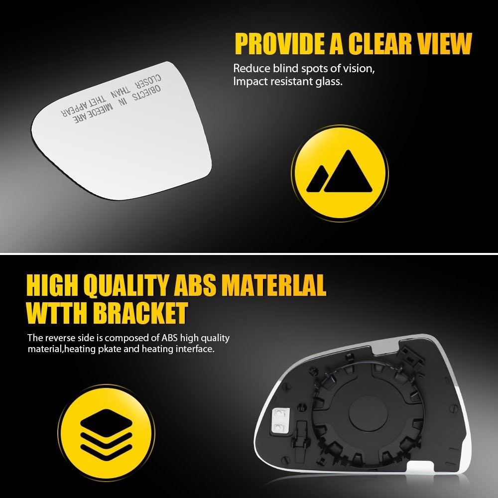 Heated Side Mirror Glass with Backing Plate for 2017-2023 Tesla Model 3 2-10X