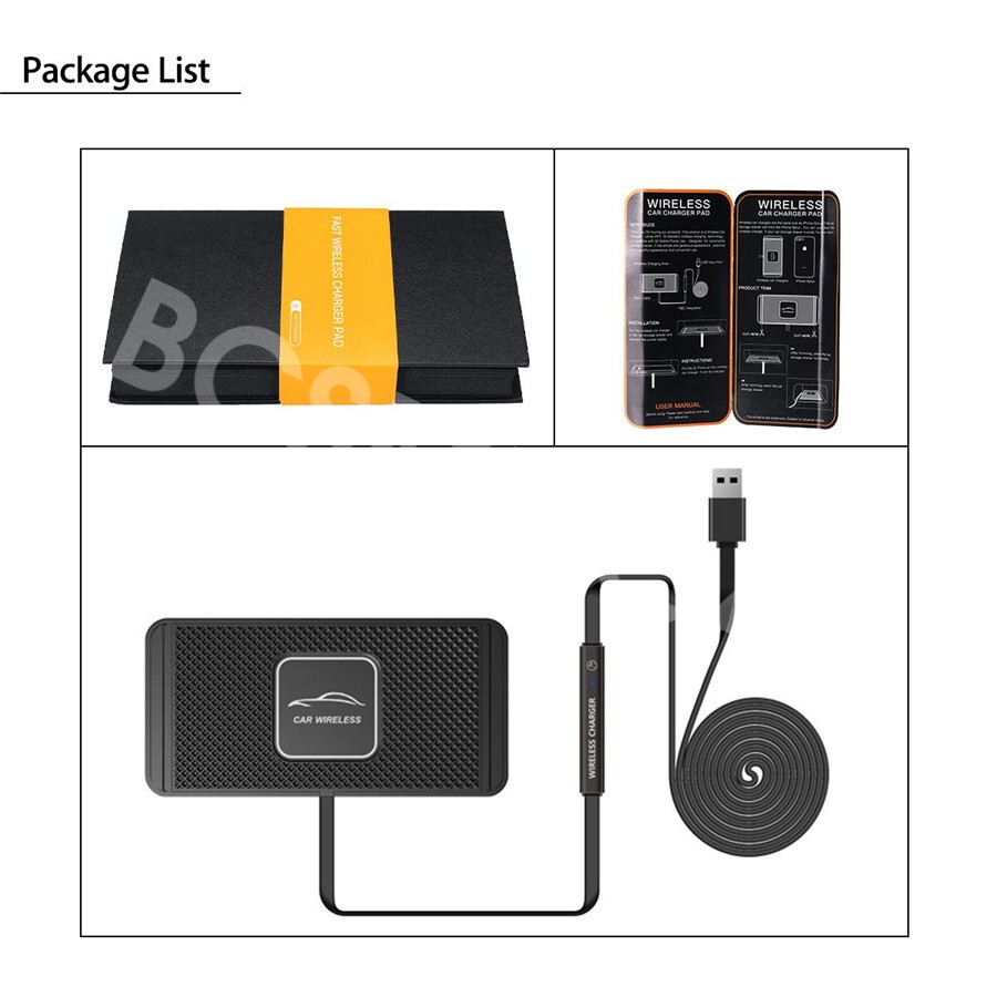 Wireless Phone Fast Charger Stand Charging Dock Non-slip Mat For Car Dashboard